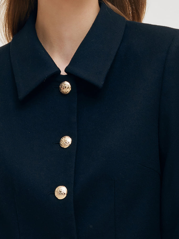 Cashmere Wool Blend Jacket And Midi Skirt Two-Piece Set GOELIA