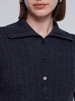 [Preview] 100% Wool Convertible Neck Women Cardigan GOELIA