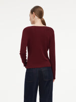 Tencel Wool Blend Cowl Neck Women Knit Top With Ribbon GOELIA