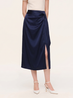 Triacetate Blend Asymmetric Ruched Women Skirt GOELIA