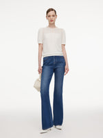 Jacquard Ruffle Neck Women Knit Top GOELIA