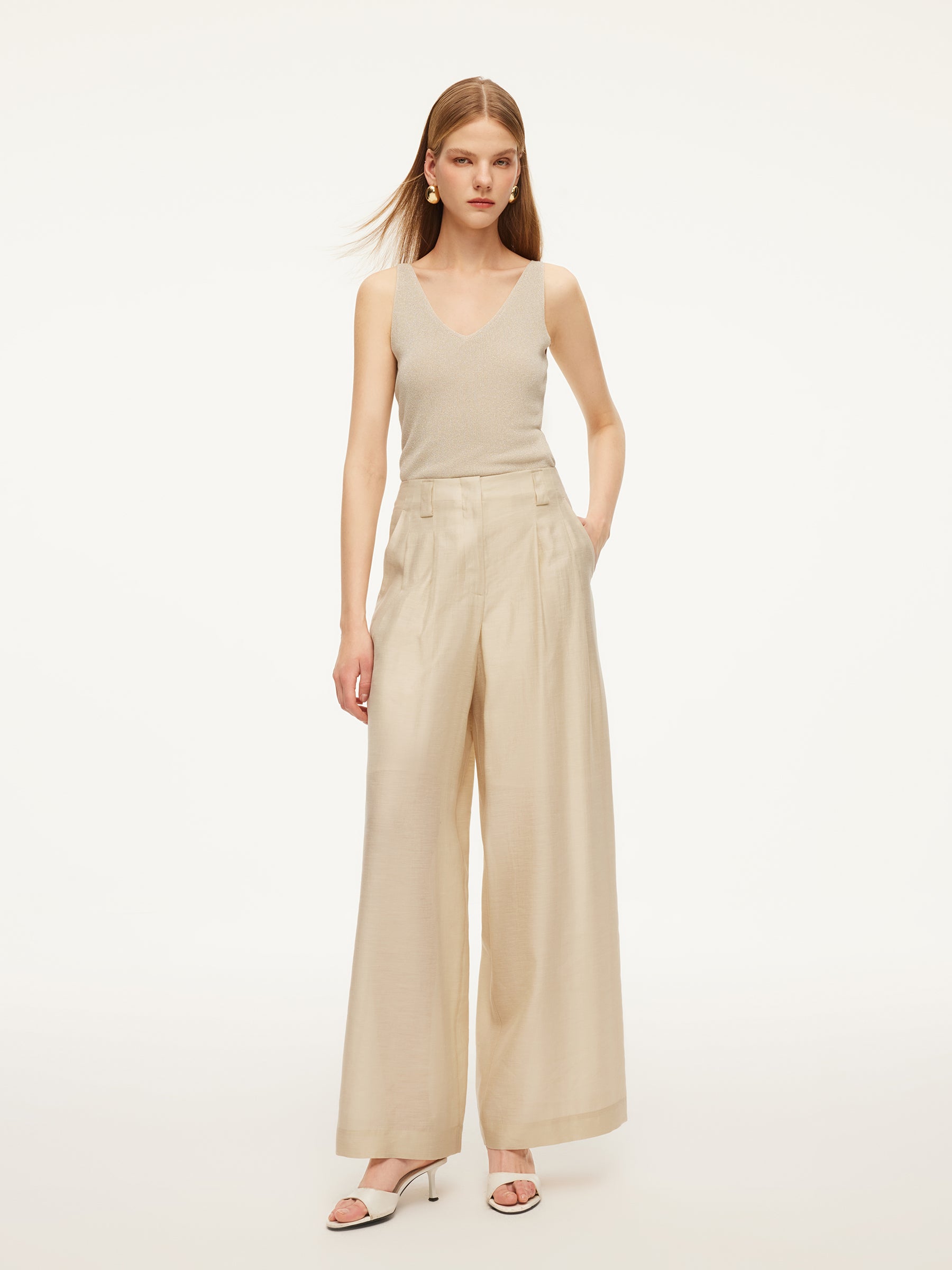 Glittering V-Neck Women Knit Tank Top GOELIA