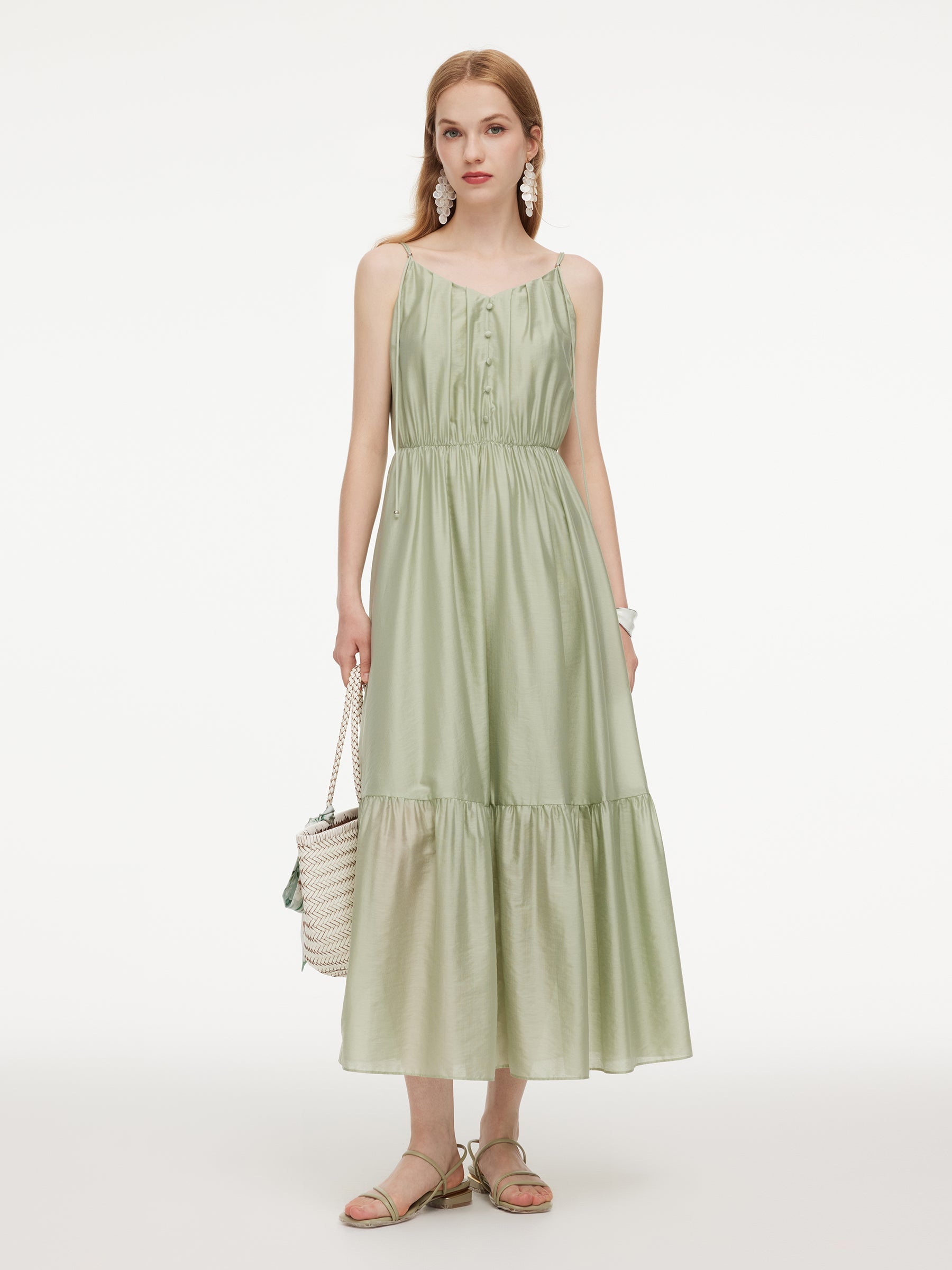 Tencel Blend Women Strap Maxi Dress GOELIA