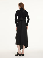 Merino Wool Asymmetric Drape Women Pinafore Maxi Dress GOELIA