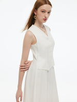 100% Acetate Faux Two-Piece Women Vest Maxi Dress GOELIA