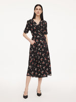 [Preview] 16MM Mulberry Silk Floral Print Women Maxi Wrap Dress GOELIA