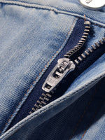 Blue High Waist Slit Denim Skirt GOELIA