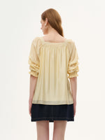 Tencel Blend Embroidered Square Neck Women Blouse GOELIA