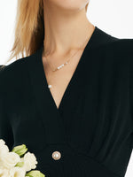 Tencel-Acetate Blend V-Neck Gathered Waist Women Mini Dress GOELIA