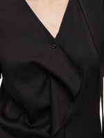 [Preview] 22MM Mulberry Silk Asymmetrical Hem Women Blouse With Ribbon GOELIA