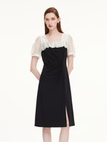 Color Block Square Neck Women Knit Mini Dress GOELIA