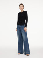 [Preview] Wool Blend Women Knit Top With Detachable Lariat Necklace GOELIA