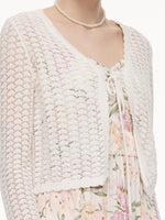 Lyocell Blend Crochet Women Open-Knit Cardigan GOELIA