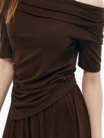 Tencel Blend Stretchy Knit Top And A-Line Skirt Two-Piece Set GOELIA
