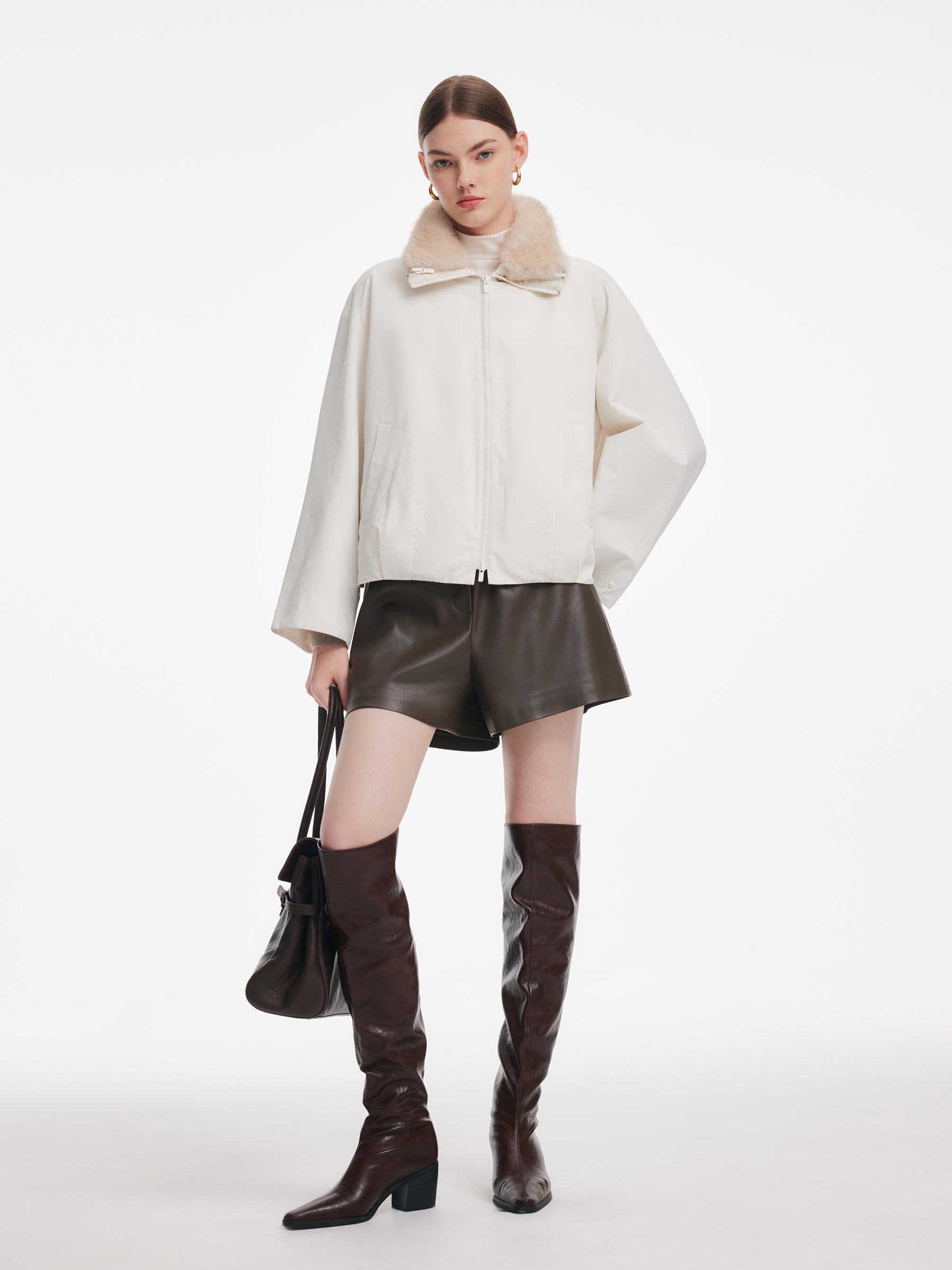 [Preview] Parka Jacket And Faux Fur Collar Puffer Vest Two-Piece Set GOELIA