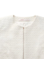 Tweed Round Neck Frayed Hem Women Cropped Jacket GOELIA