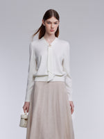 [Preview] Wool Blend Tie Neck Women Knit Top With GO Buckle GOELIA