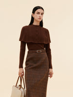 Lyocell Blend Knit Top And Cape Two-Piece Set GOELIA