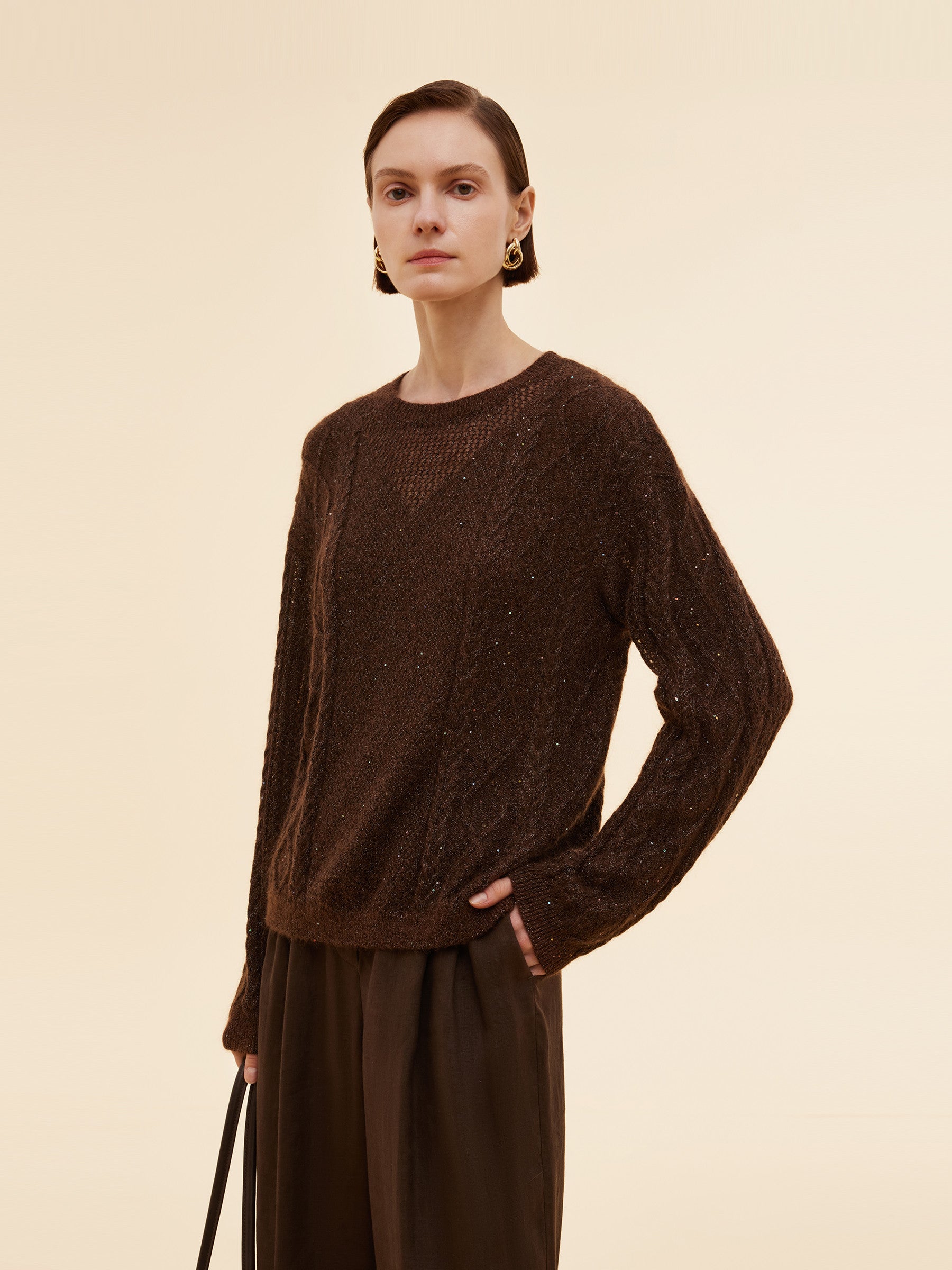 [Preview] Mohair Wool Blend Women Sequins Sweater GOELIA