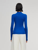 100% Wool Seamless Mock Neck Women Knit Top GOELIA