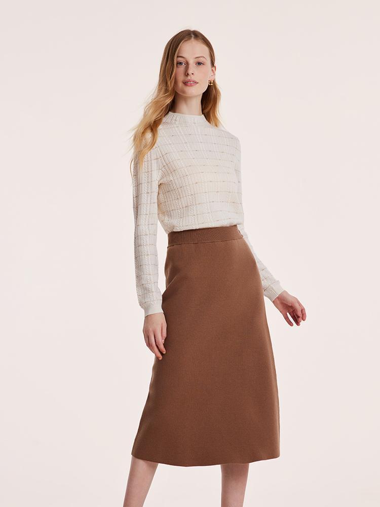 Tencel Wool Jacquard Sweater And Half Skirt Two-Piece Set GOELIA