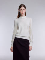 [Preview] Wool Blend Mock Neck Women Sweater With Detachable Necklace GOELIA