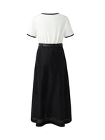 Contrast Trim Knit Top And Skirt Two-Piece Set With Belt GOELIA