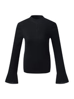 100% Machine Washable Wool Mock Neck Women Knit Top GOELIA