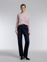 [Preview] Alpaca Wool Blend Sheep Embroidered Women Sweater GOELIA
