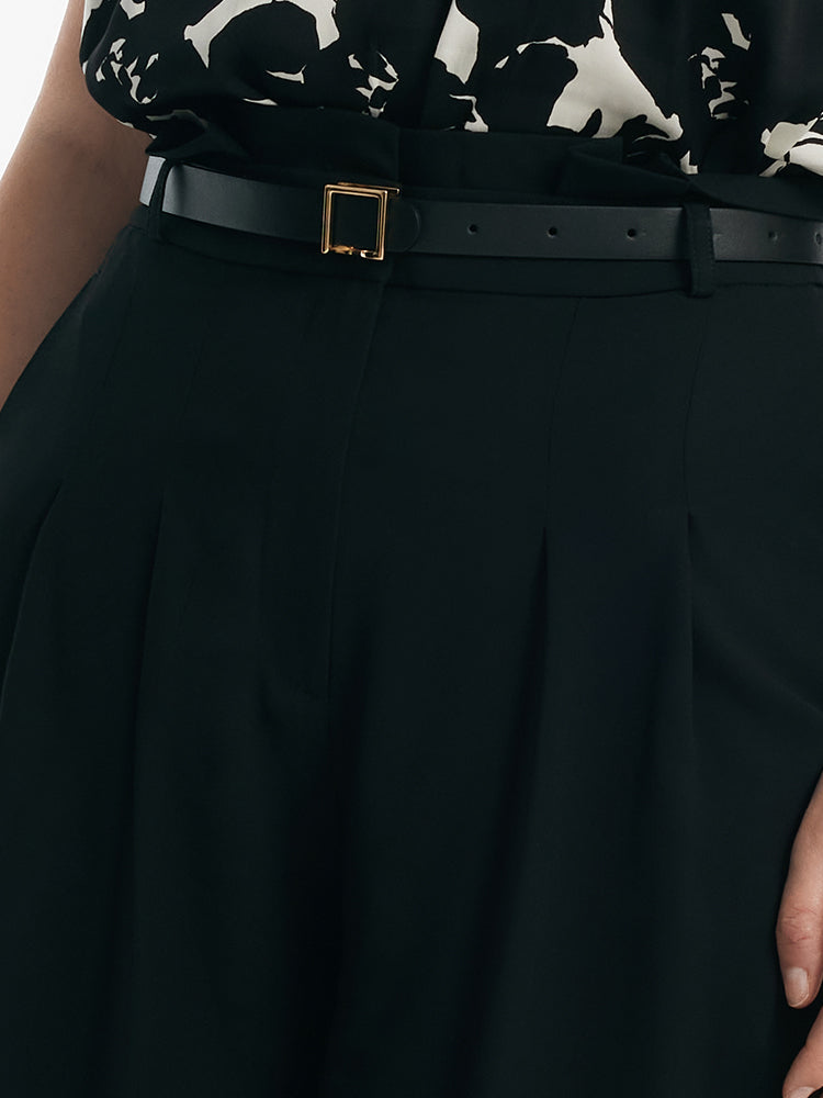 Acetate Mid-Calf Women Culottes With Leather Belt GOELIA
