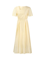 Pre-Order Tencel Blend Square Neck Women Gather-Waisted Maxi Dress GOELIA