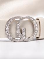 Rhinestone GO Letter Women Leather Belt Size Small GOELIA