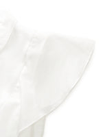 100% Cotton Ruffle Sleeve Women Blouse With Detachable Scarf Buckle GOELIA