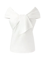 100% Cotton Stretch Off Shoulder Women Knit Bow Top GOELIA