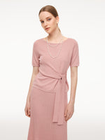 Tencel Blend Tie Front Knit Top And Crocheted Column Skirt Two-Piece Set GOELIA