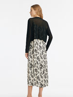 Camellia Printed Spaghetti Strap Dress And Knitted Cardigan Two-Piece Set GOELIA