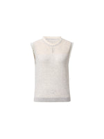 Jacquard Cut Out Neckline Women Ruffle Knit Tank Top GOELIA