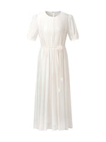 Tencel Blend Pleated Women Loose A-Line Maxi Dress GOELIA