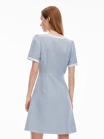 Acetate Blend Sequins Tweed Contrast Trim Women Mini Dress GOELIA