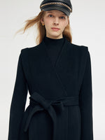 Tencel Wool Women Mid-Length Wrap Coat GOELIA