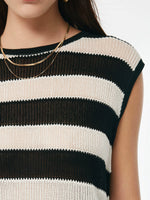 Tencel Blend Stripe Curved Hem Women Knit Tank Top GOELIA