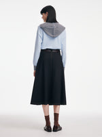 Denim Look Women A-Line Skirt With Belt GOELIA