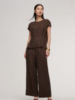 100% Linen Blouse And Pants Two-Piece Set GOELIA