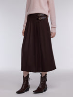 Dual-Buckle A-Line Women Pleated Skirt GOELIA