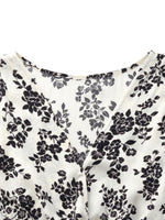 Jacquard Floral Print Twist Front Women V-Neck Midi Dress GOELIA