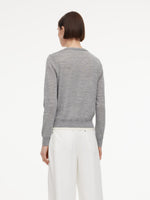 100% Wool V-Neck Women Mock-Layered Cardigan GOELIA