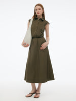 Cap Sleeve Elastic Hem Top And A-Line Skirt Two-Piece Set GOELIA