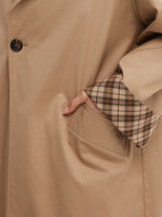 Cotton Color Block Cuffs Unisex Trench Coat GOELIA