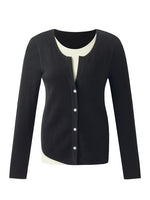 Wool Patchwork Women Long Sleeve Knit Top GOELIA