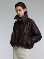[Preview] Coated Goose Down Jacket With Detachable Shearling Collar GOELIA